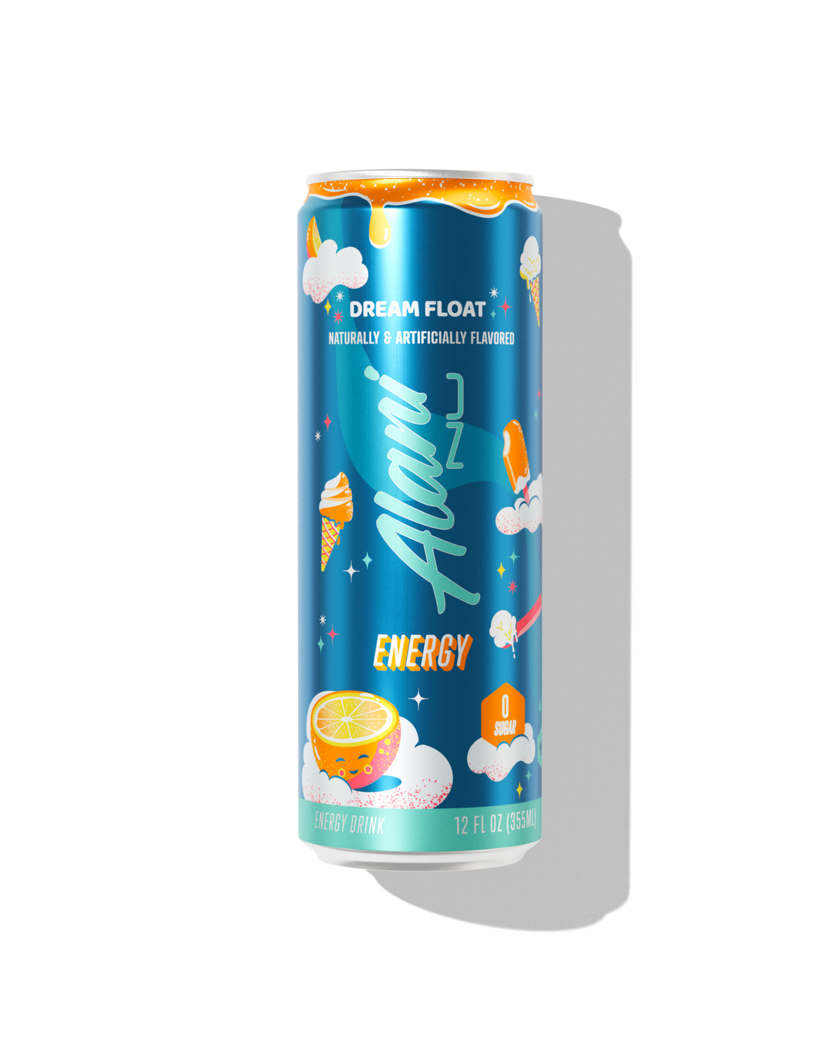 A 12 fl oz can energy drink in Dream Float flavor.