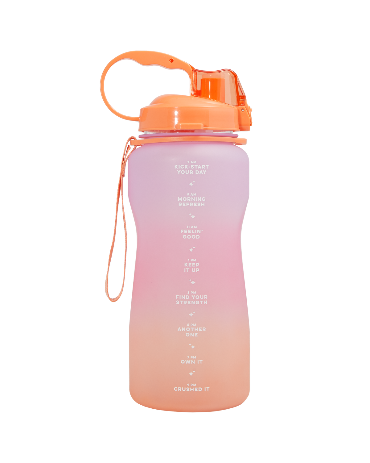 A back view of Hydration Jug in Sun Soaked with a Alani Nu logo in the front.  
