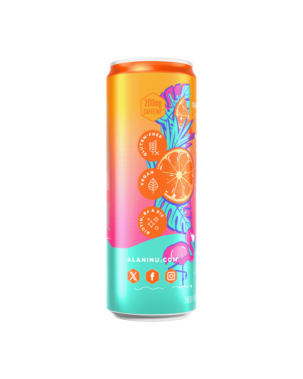 A side view of Energy Drink in flavor Orange Kiss.
