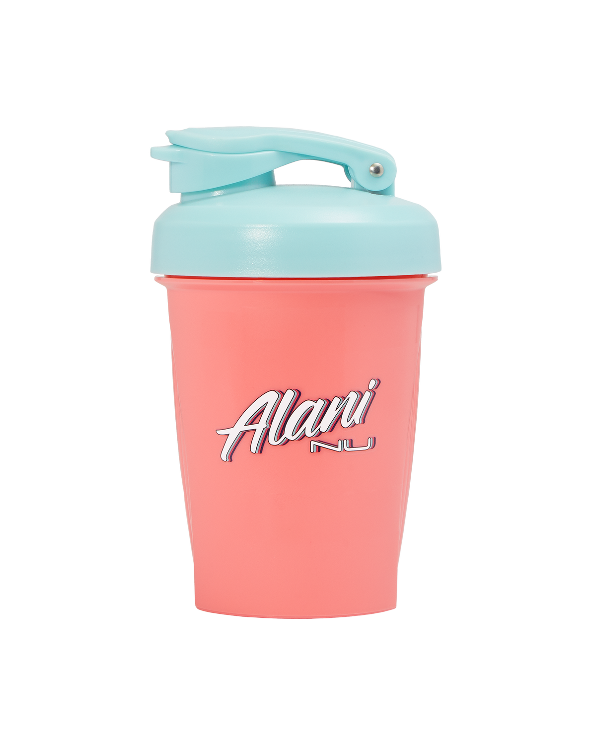 A front-facing image of 12oz Shaker Peach Pump with Alani logo.