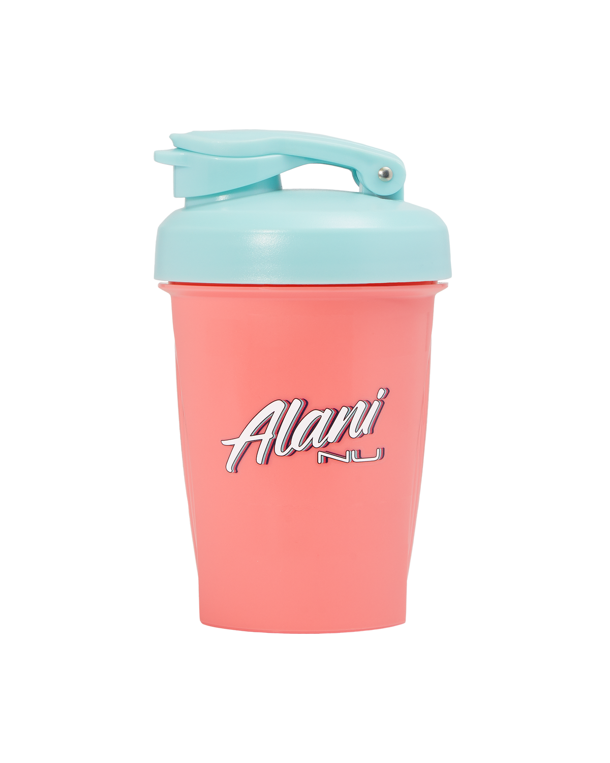 12oz Shaker in Peach Pump with Alani logo.