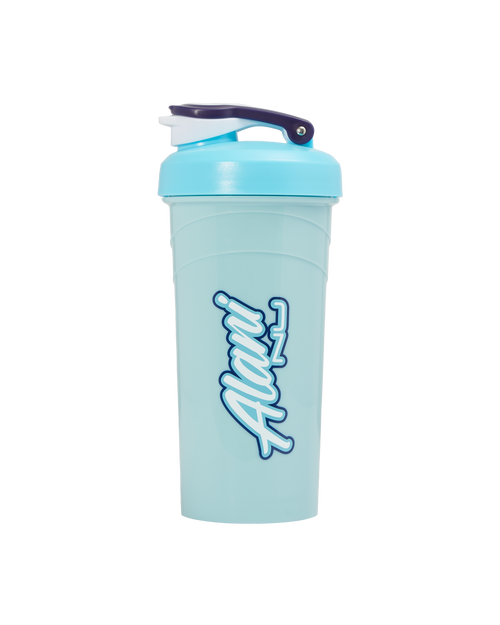 A front-facing image of 20oz Shaker Blue Summer with Alani logo.