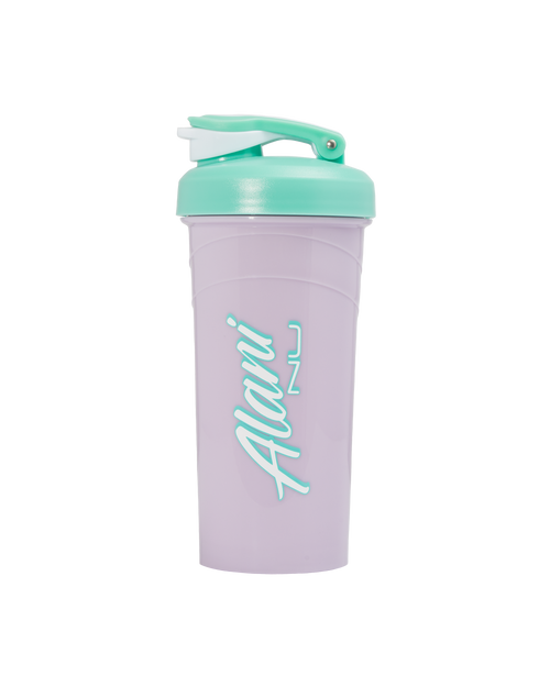 A front-facing image of 20oz Shaker Lavender Sky with Alani logo.