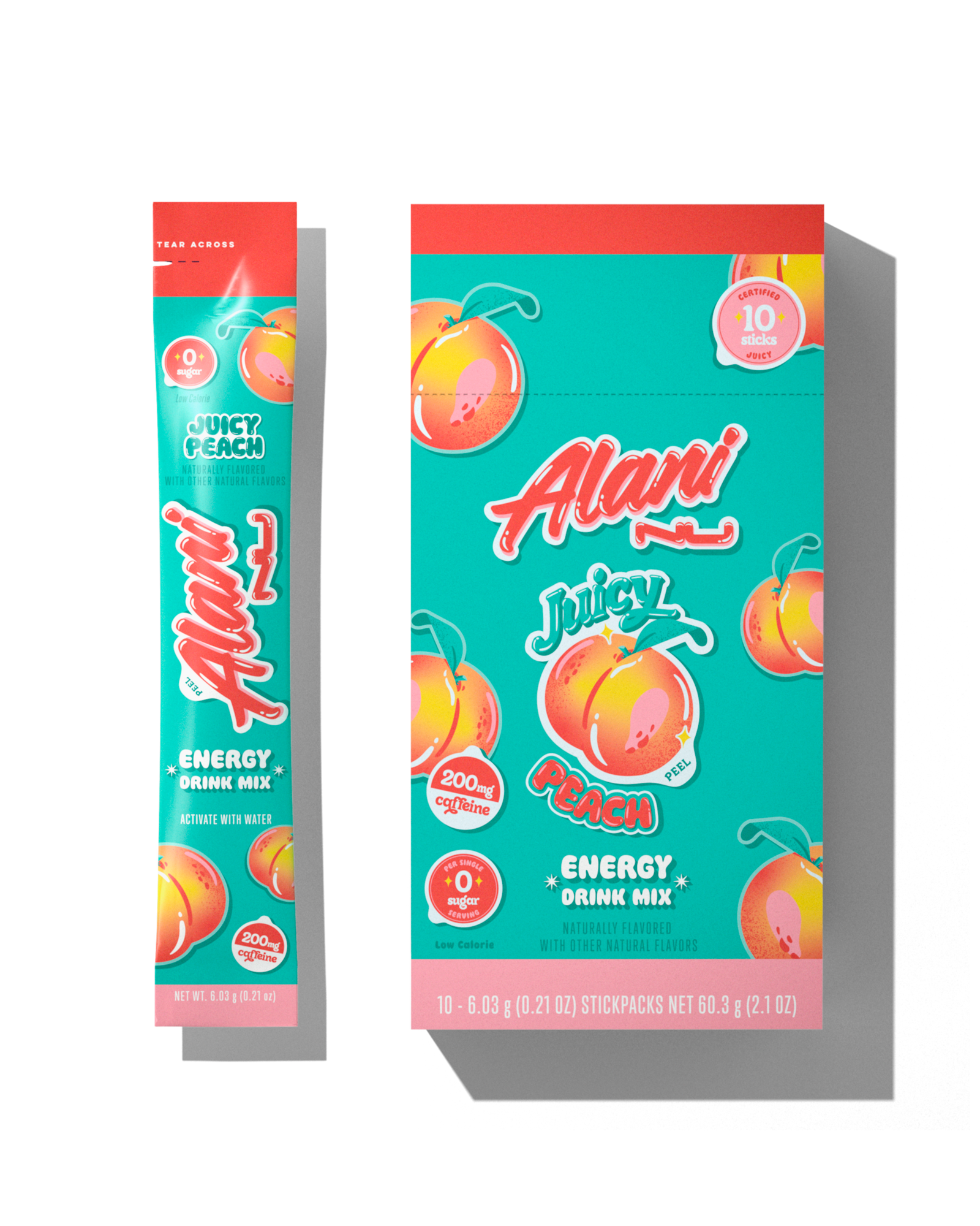 A front 10 pack Energy Stick in Juicy Peach.