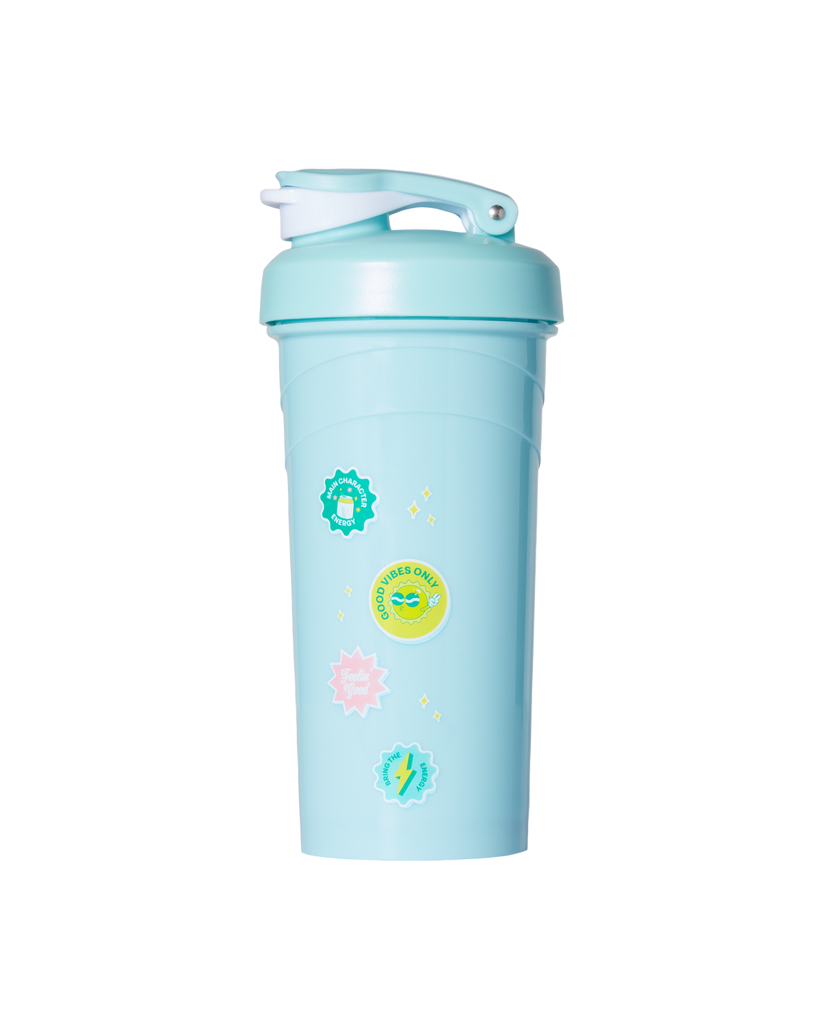 A blue Shaker in Soulshine with a lid and a handle.