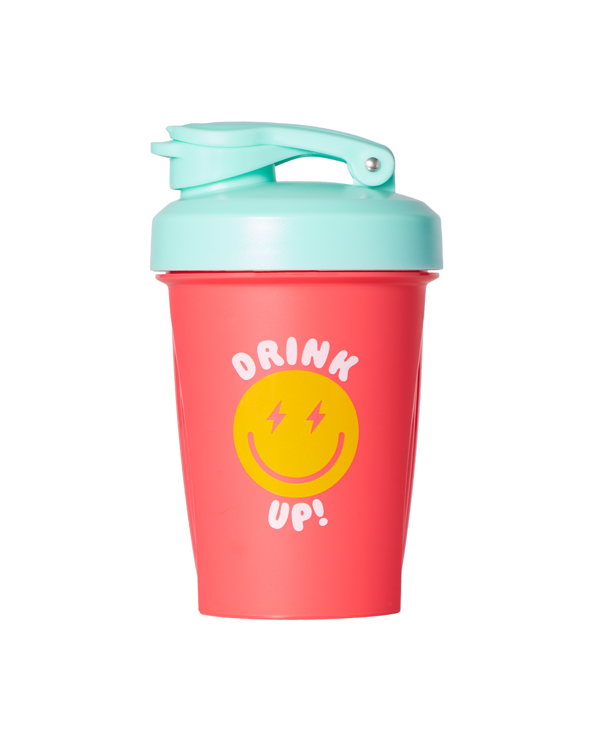 An Alani Nu 12oz Shaker - Electric Smiles with a smiley face on it.