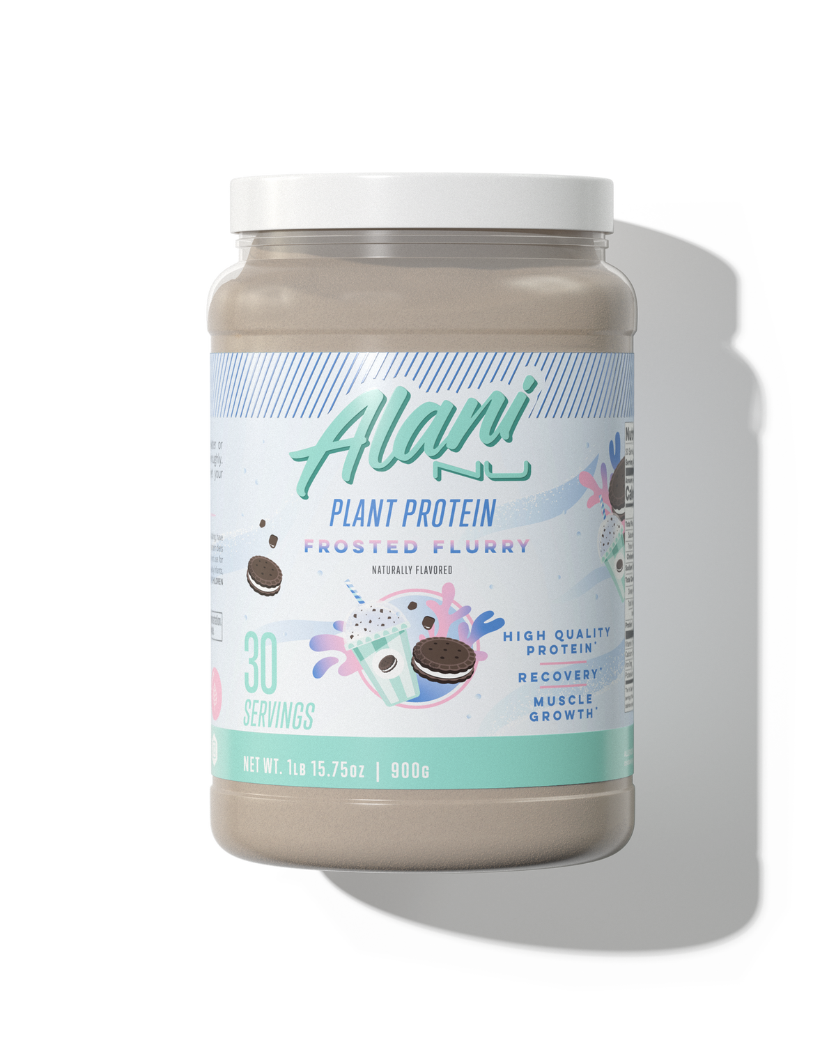 A 30 serving container of Plant Protein in Frosted Flurry flavor.