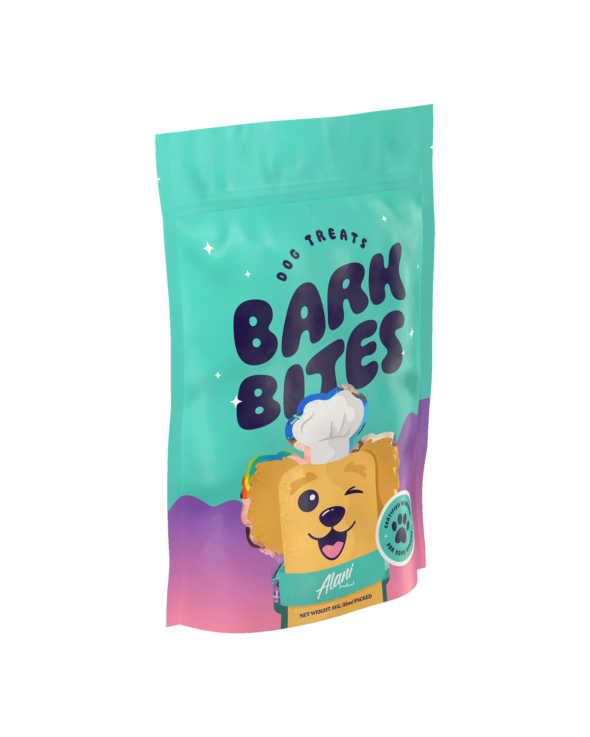 A side view of Bark Bites in Dog Treats. 