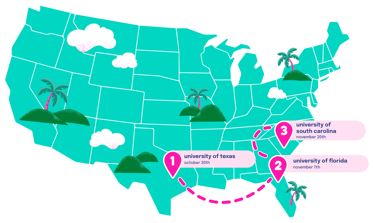 Alani Pep Rally tour map