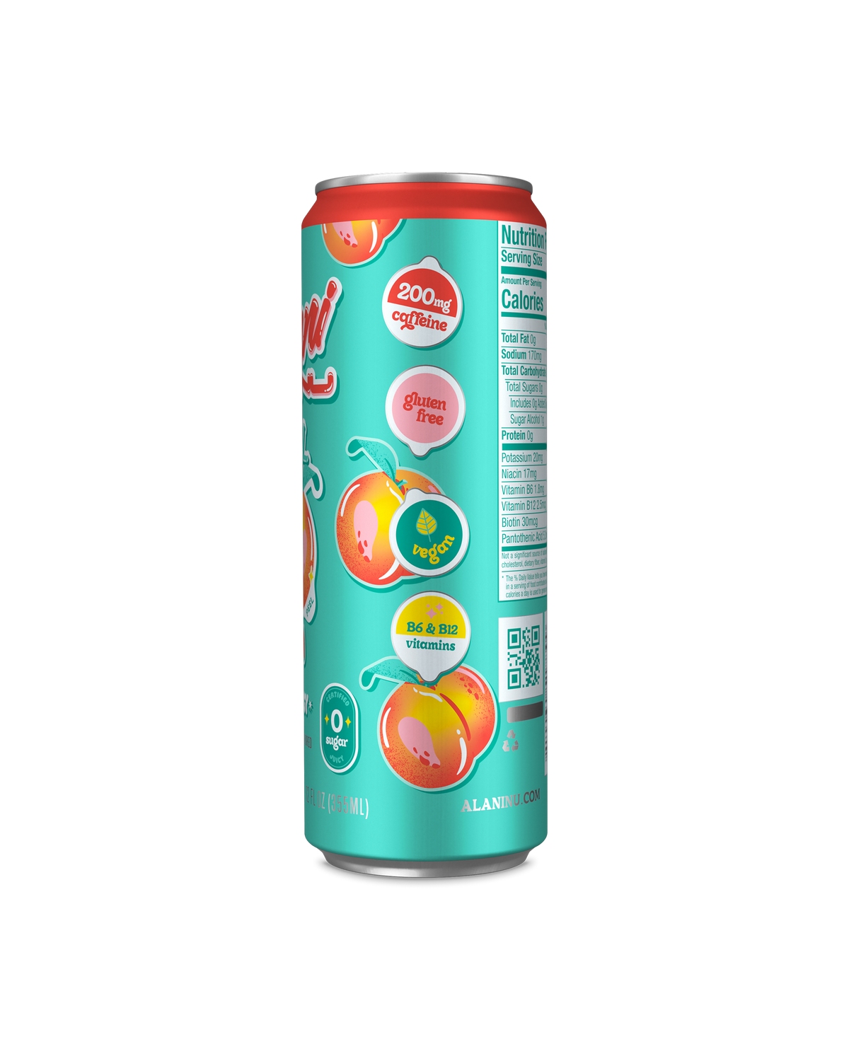 A side view of Energy Drink in Juicy Peach flavor showcasing suggested use of product.