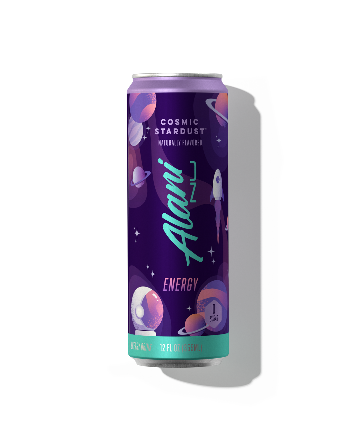 A 12 fl oz can of Energy Drink in Cosmic Stardust flavor.