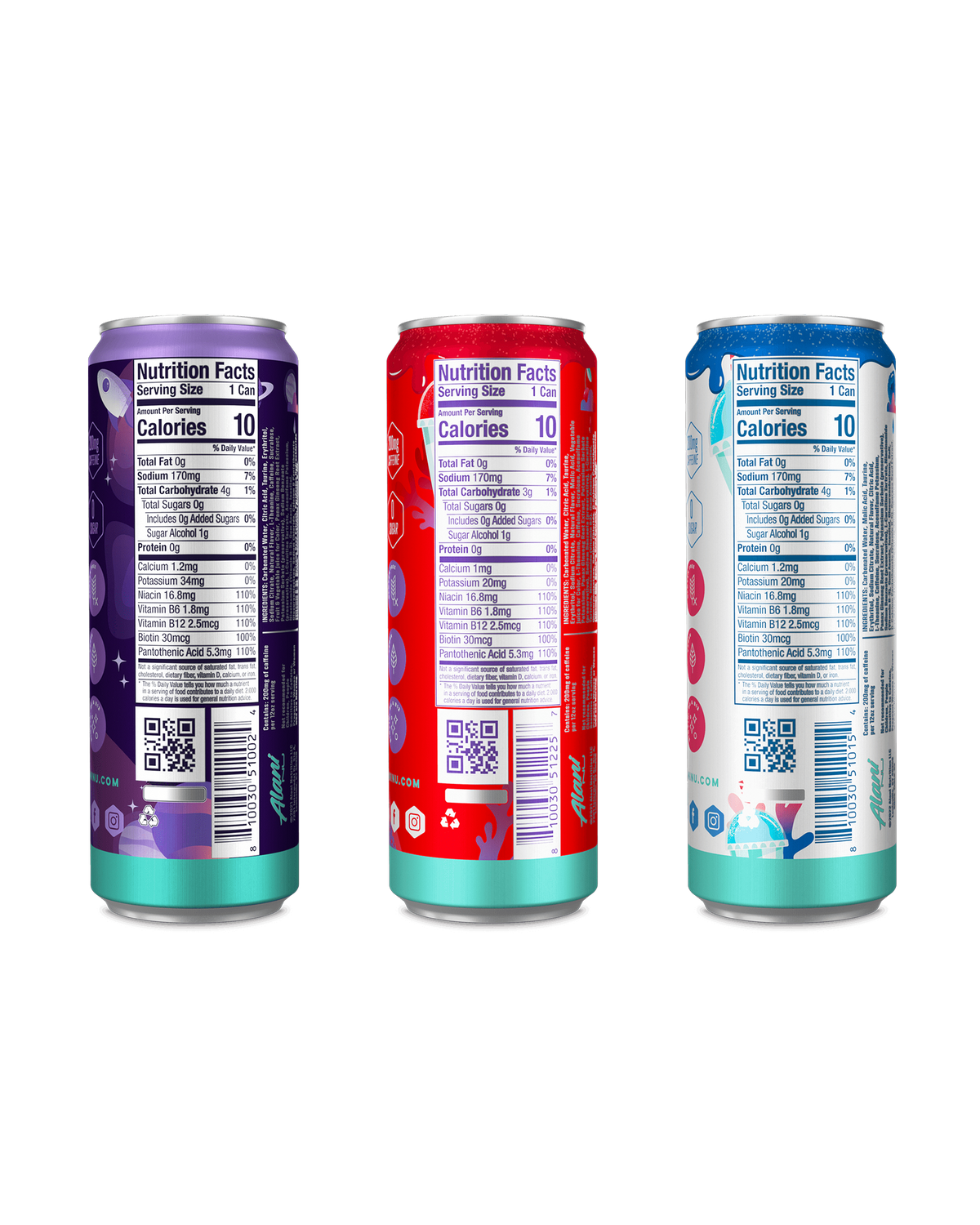 A back view of Energy drinks in Electric Energy flavor highlighting nutrition facts.