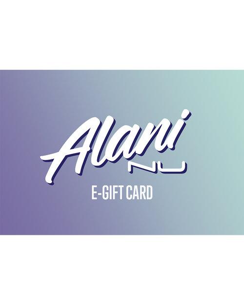 A Alani Nu gift card with the words e-gift card.
