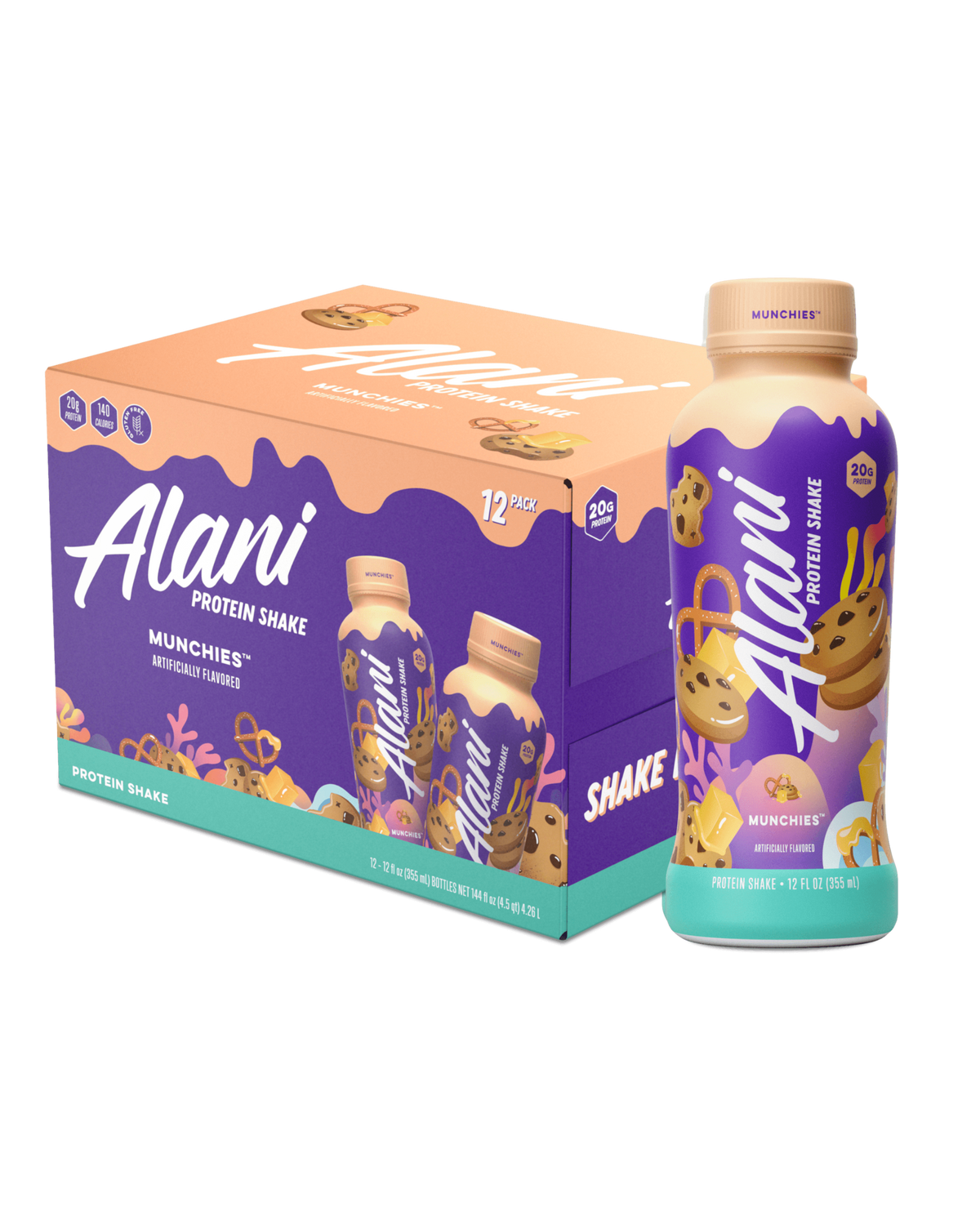 A 12pk of bottles of Alani Nu Protein Shake - Munchies.